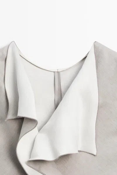 Massimo Dutti Studio Fluid Ruffle Top In Gray