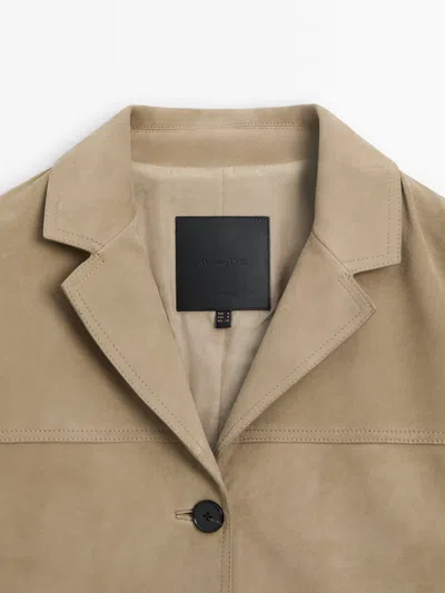 Massimo Dutti Blazer Aus Wildleder In Steinfarbe