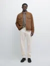 Massimo Dutti Suede Leather Jacket In Brown
