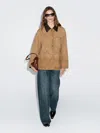 Massimo Dutti Suede Leather Jacket With Collar Detail In Brown