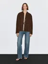 Massimo Dutti Suede Leather Overshirt In Multi