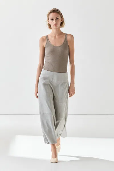 Massimo Dutti Suede Leather Sash Skirt In Gray