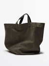 MASSIMO DUTTI SUEDE LEATHER SATCHER BAG