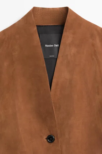 Massimo Dutti Suede V In Brown