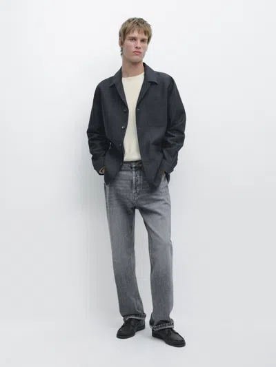 Massimo Dutti Surchemise En Lin Détail Poches In Blue