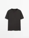 Massimo Dutti Shirt Aus Reiner Mittelschwerer Baumwolle Mit Weitem Bein In Kohlefarben