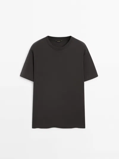Massimo Dutti Shirt Aus Reiner Mittelschwerer Baumwolle Mit Weitem Bein In Kohlefarben