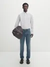 Massimo Dutti Dirty-stone-washed-jeans Im Tapered-fit In Indigo