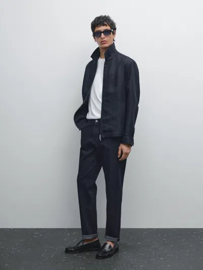 Massimo Dutti Tapered Fit Jeans In Animal Print