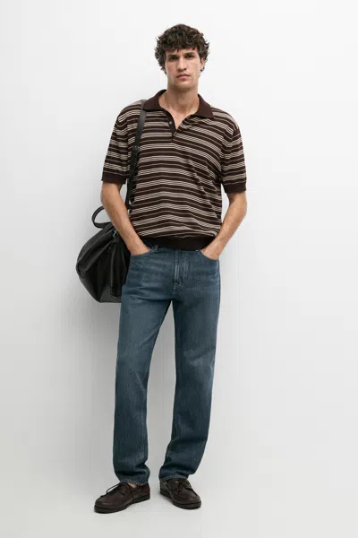 Massimo Dutti Jeans Tapered Fit In Blue
