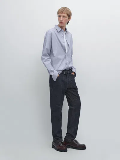 Massimo Dutti Tapered Fit Jeans In Blue