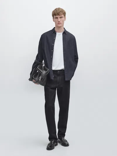 Massimo Dutti Tapered Fit Jeans In Blue