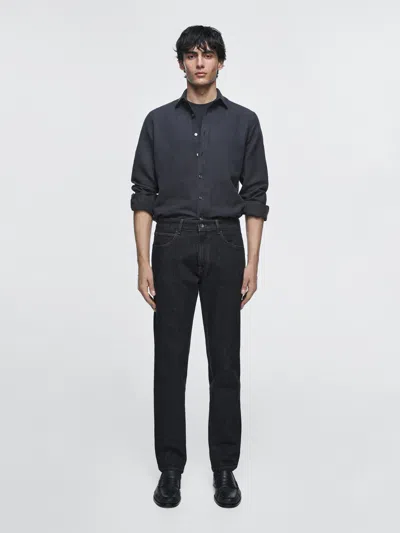 Massimo Dutti Jean Tapered Fit In Black