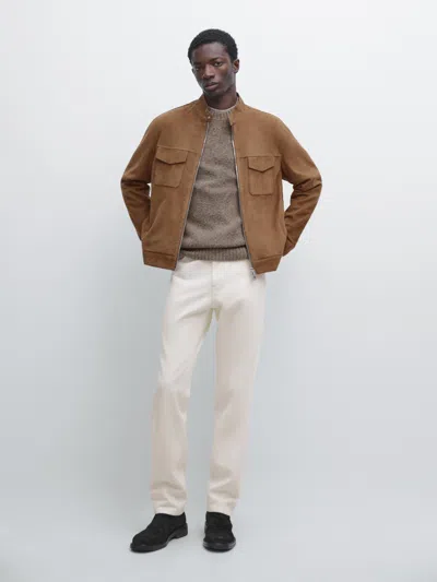 Massimo Dutti Tapered Fit Jeans In Burgundy