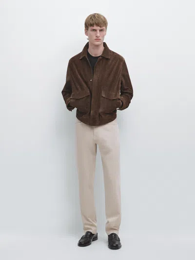 Massimo Dutti Tapered Fit Jeans In Neutral