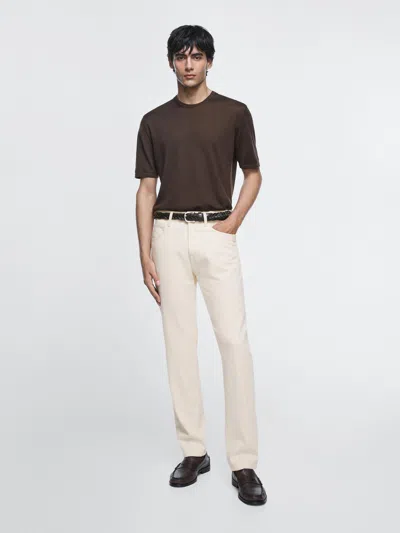 Massimo Dutti Jean Tapered Fit In White