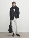 Massimo Dutti Selvedge-jeans Im Tapered-fit In Cream