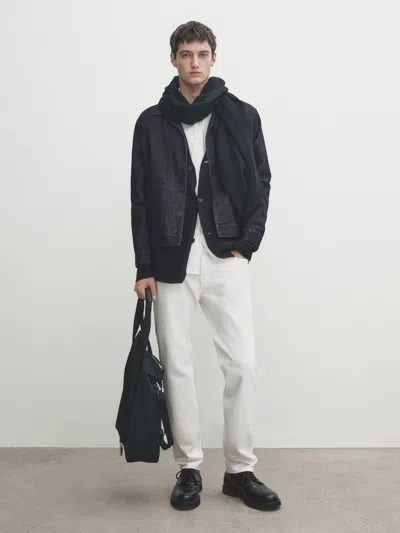 Massimo Dutti Selvedge-jeans Im Tapered-fit In Cream