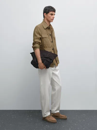 Massimo Dutti Tapered Fit Trousers In Multi