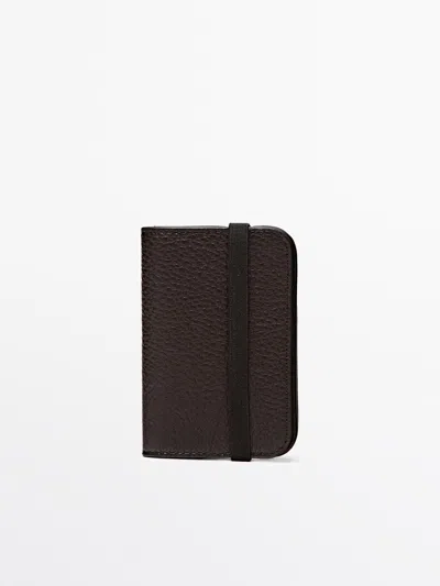 Massimo Dutti Tarjetero Con Solapa Piel Napa In Brown