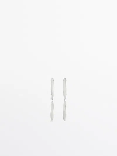 Massimo Dutti Teardrop Dangle Earrings Limited Edition In Silver