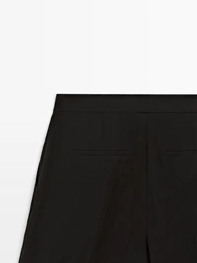 Massimo Dutti Technical Fabric Bermuda Shorts In Black
