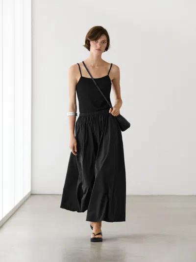 Massimo Dutti Technical Fabric Midi Skirt In Black
