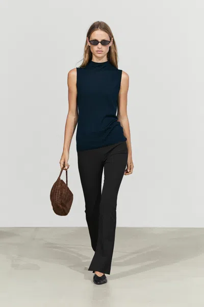 Massimo Dutti Calças Técnicas À Boca De Sino In Blue