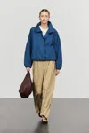 Massimo Dutti Technical Puff Bomber Jacket In Blue