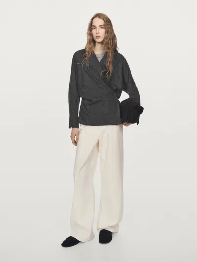 Massimo Dutti Textured 100% Wool Overshirt In Gray