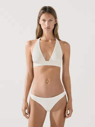 Massimo Dutti Bas De Bikini Texturé In White