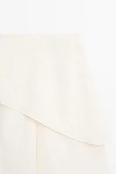 Massimo Dutti Textured Full Look Skort In White