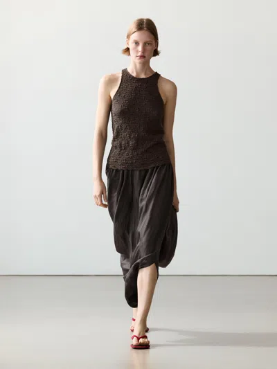 Massimo Dutti Textured Halter Top In Brown
