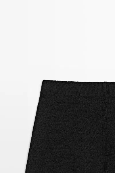 Massimo Dutti Textured Knit Shorts In Black