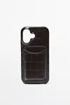 Massimo Dutti Capa Para Iphone 17 Em Pele Napa Com Textura In Castanho