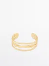 Massimo Dutti Textured Rigid Bracelet In Golden