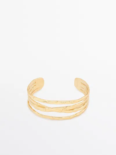 Massimo Dutti Textured Rigid Bracelet In Gold