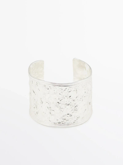 Massimo Dutti Textured Rigid Bracelet In Silver