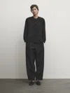 Massimo Dutti Textured Shirt With Buttons In Schwarz