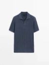 MASSIMO DUTTI TEXTURED SHORT SLEEVE POLO SWEATER