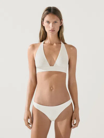 Massimo Dutti Haut De Bikini Triangle Texturé In White