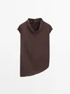 Massimo Dutti Top Asimétrico Drapeado In Multi