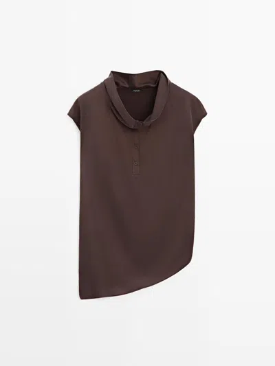 Massimo Dutti Top Asimétrico Drapeado In Multi