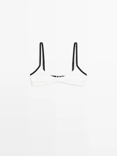 Massimo Dutti Top Bikini Textura Contraste In White