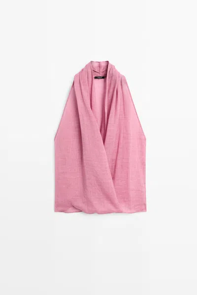 Massimo Dutti Top Cruzado Detalle Drapeado In Pink