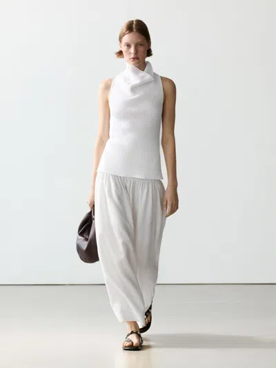 Massimo Dutti Top De Algodão Com Decote Drapeado In Animal Print