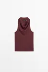 Massimo Dutti Top Drapeado 100% Algodón In Burgundy