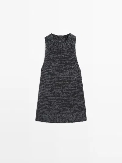 Massimo Dutti Top Halter Punto Jaspeado In Multi
