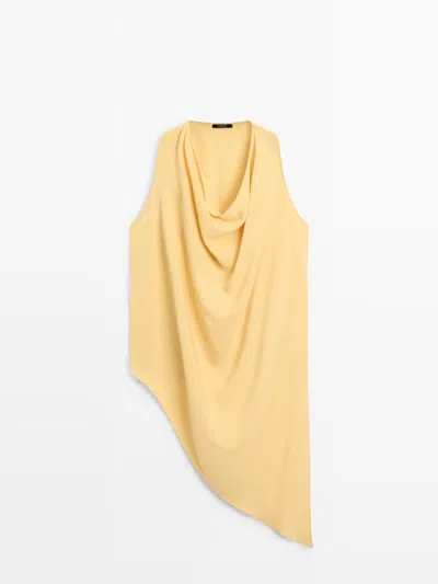 Massimo Dutti Top Largo Fluido Asimétrico In Yellow