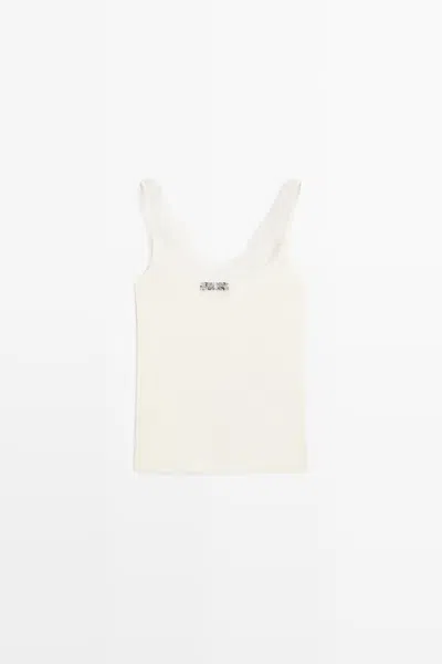 Massimo Dutti Top Lingerie Con Spalline E Dettaglio In Pizzo In Neutral